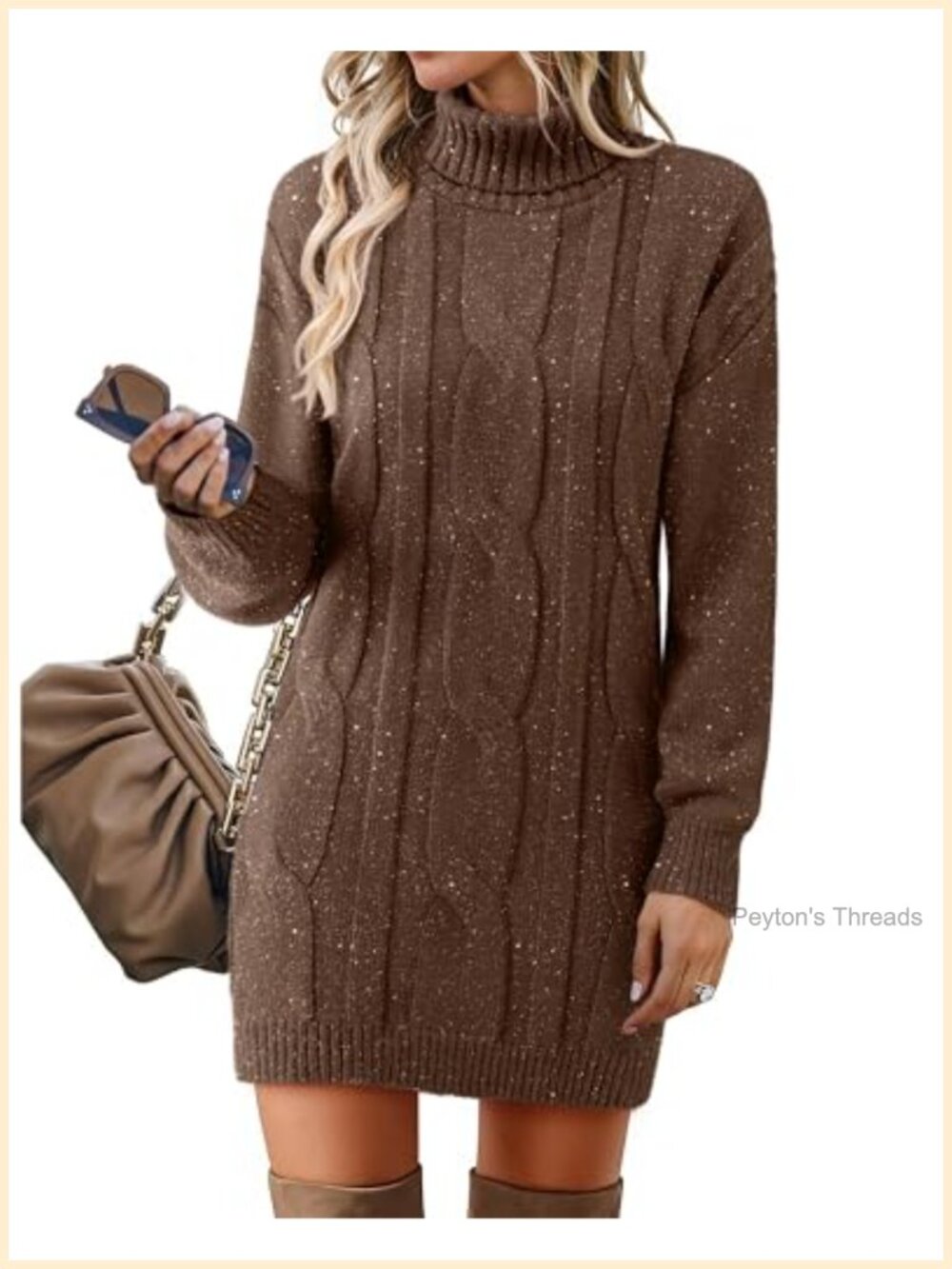 Women's Long Sleeve Turtleneck Ribbed Knit Stretchy Midi Sweater Dress
